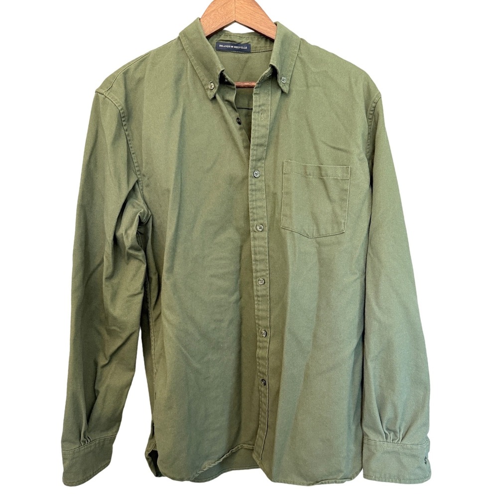 Brandy Melville Stephanie Cargo Jacket Olive Green Button Up Long Sleeve Shirt